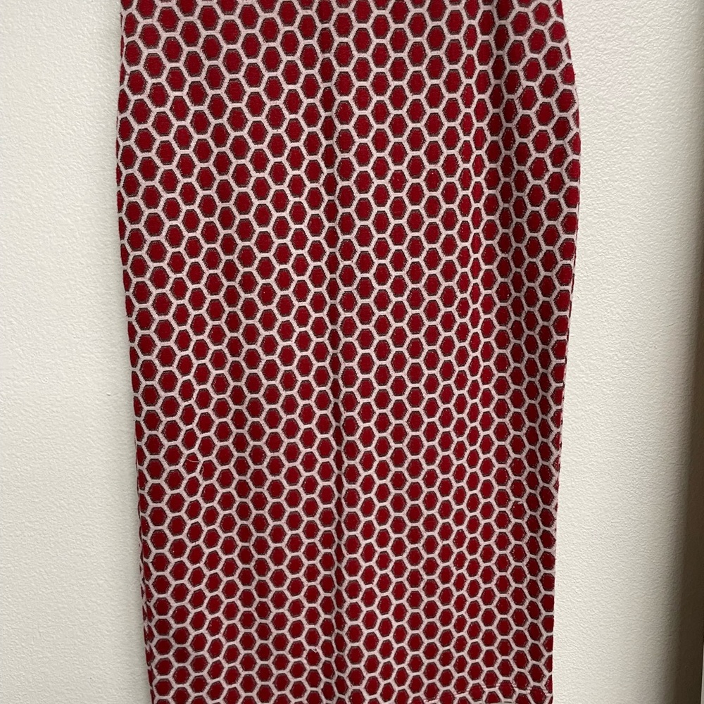 H&M Red and White Honeycomb Midi Skirt